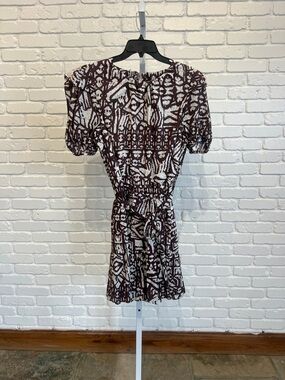 Abstract Print Short-Sleeve Mini Dress - Willa Story Maggie Dress in Brown / Nat